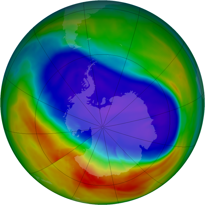 Antarctic ozone map for 21 September 2007